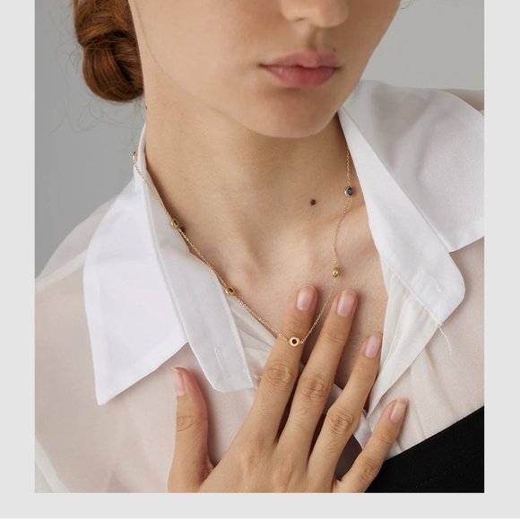 NEW 18K Gold Plated Multi Color Gemstone Necklace - Picture 4 of 7